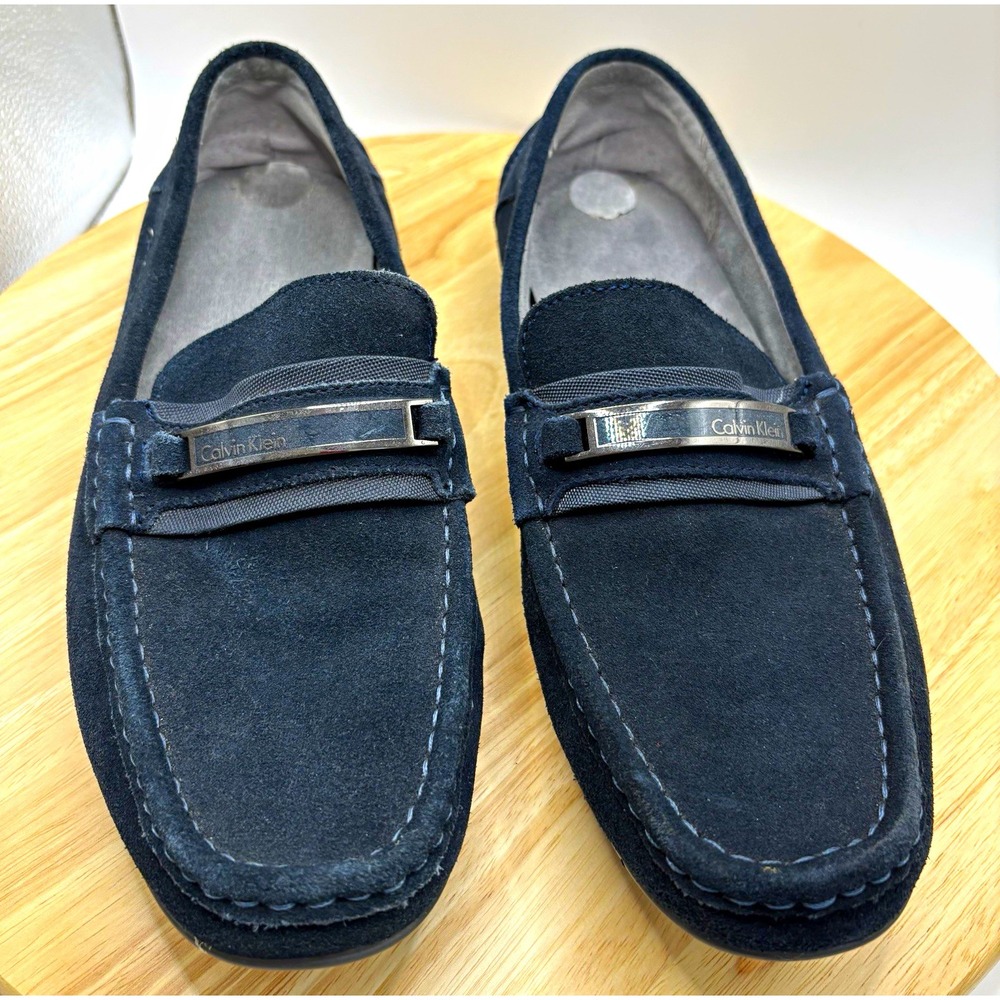 Calvin Klein Men's Miguel Suede Slip-On Bit Loafers Navy Blue  Size 10 M